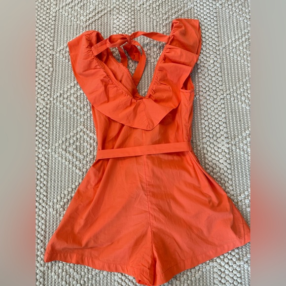 Free People romper, orange/coral color, size medium - Picture 6 of 9